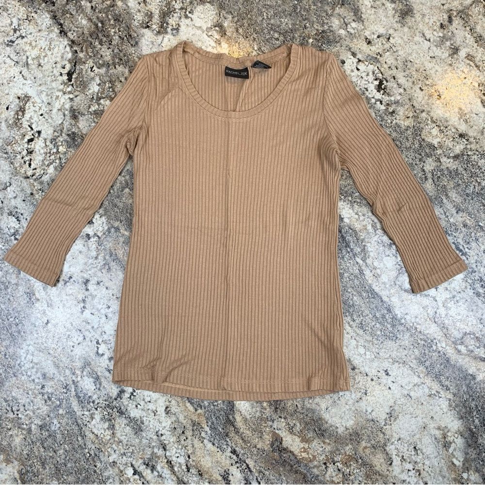 Rachel Zoe Ribbed Modal 3/4 Sleeve Top